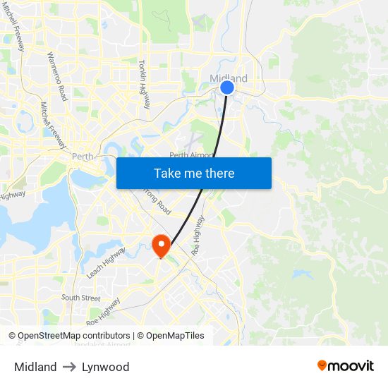 Midland to Lynwood map