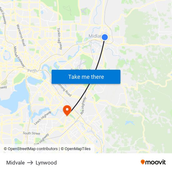 Midvale to Lynwood map