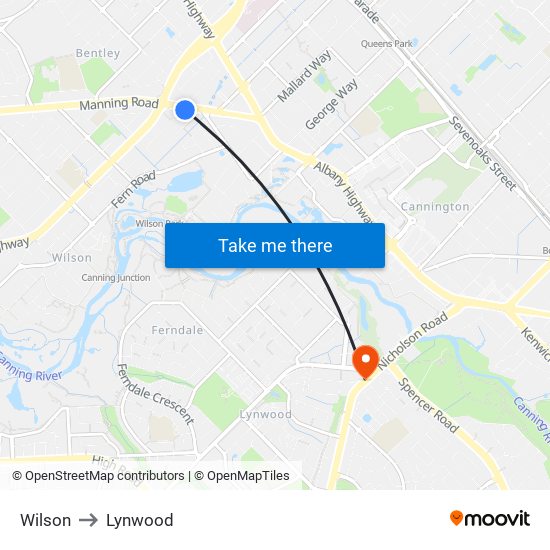 Wilson to Lynwood map