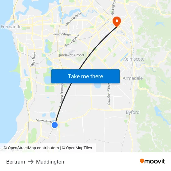 Bertram to Maddington map