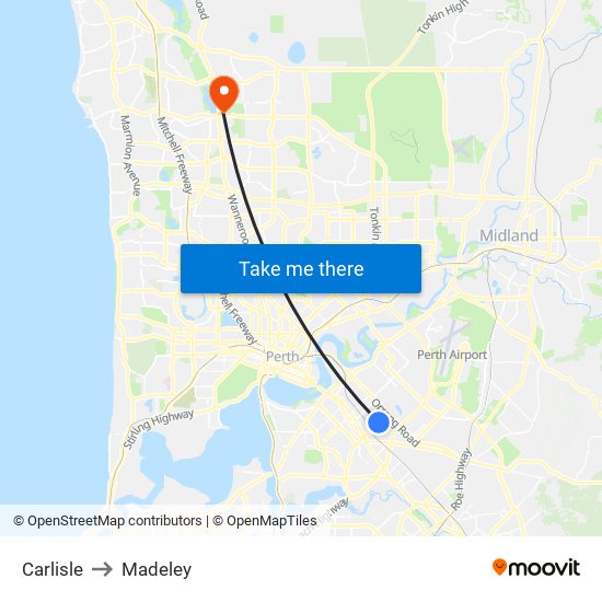 Carlisle to Madeley map