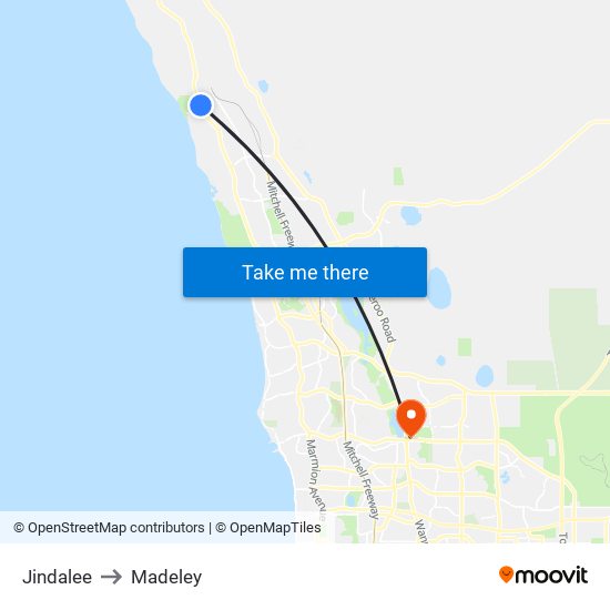 Jindalee to Madeley map