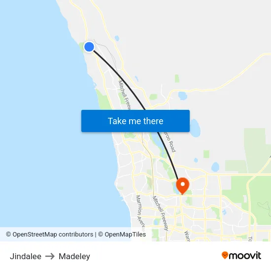 Jindalee to Madeley map