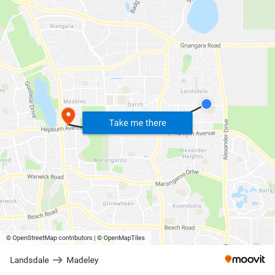 Landsdale to Madeley map