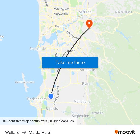 Wellard to Maida Vale map