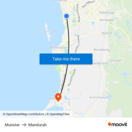 Munster to Mandurah map