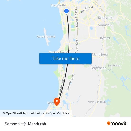 Samson to Mandurah map