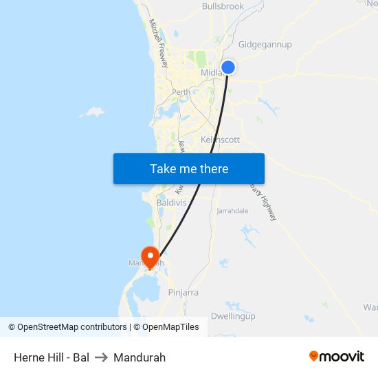 Herne Hill - Bal to Mandurah map