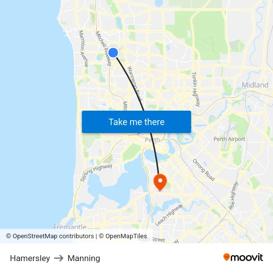 Hamersley to Manning map
