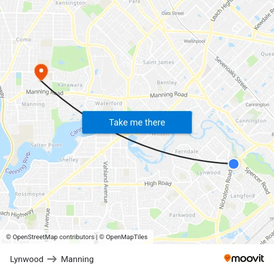 Lynwood to Manning map