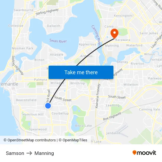 Samson to Manning map