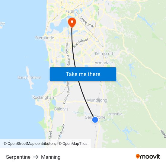 Serpentine to Manning map