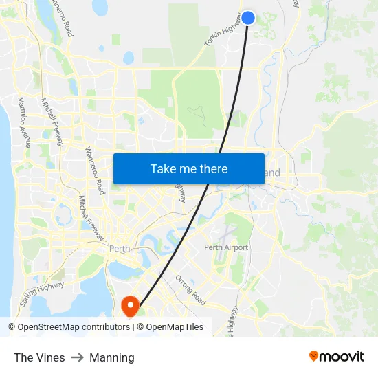 The Vines to Manning map