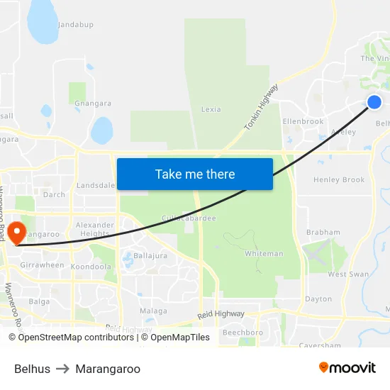 Belhus to Marangaroo map