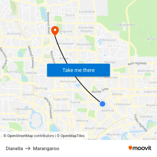 Dianella to Marangaroo map