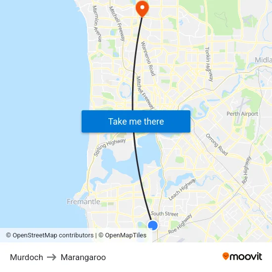 Murdoch to Marangaroo map