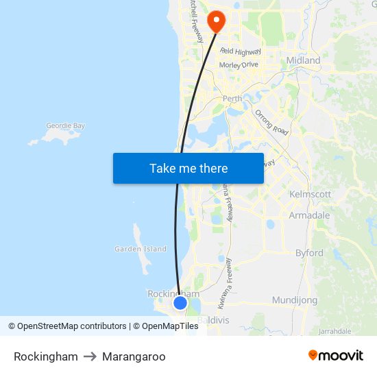 Rockingham to Marangaroo map