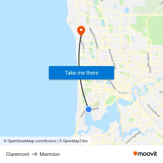 Claremont to Marmion map