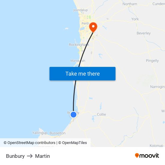 Bunbury to Martin map