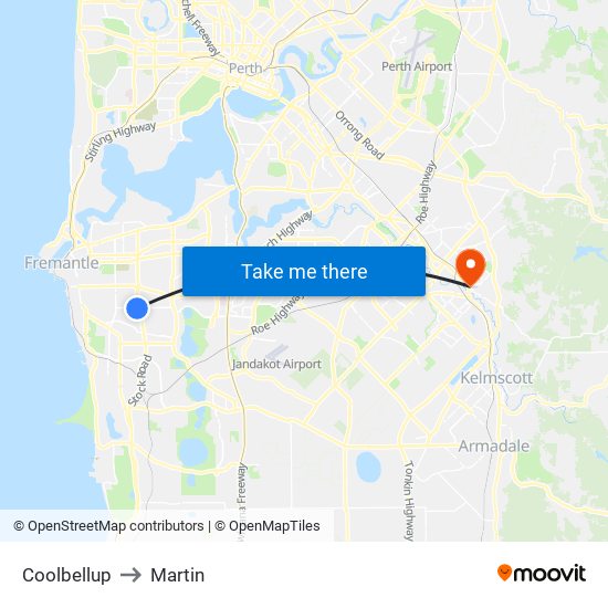 Coolbellup to Martin map