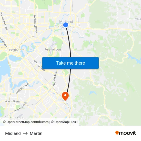 Midland to Martin map