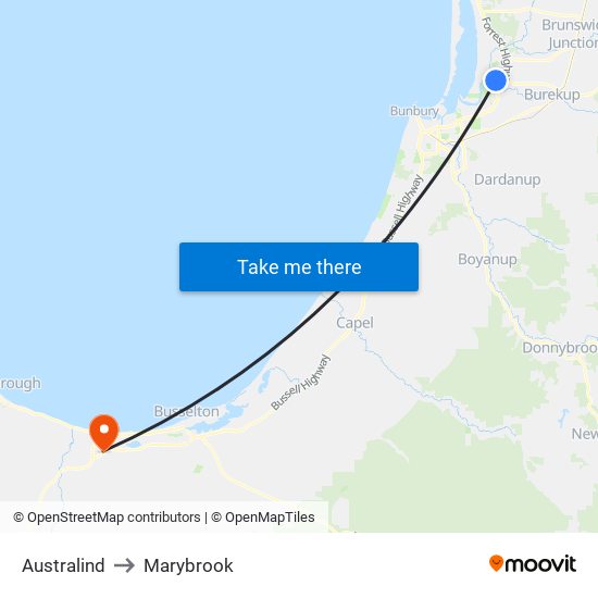 Australind to Marybrook map