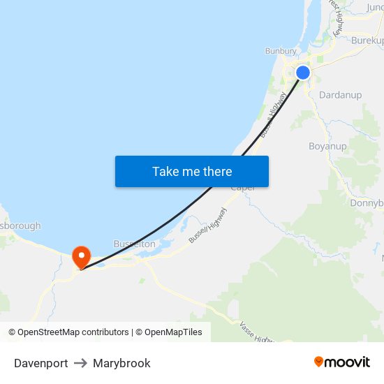 Davenport to Marybrook map