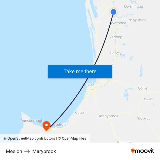 Meelon to Marybrook map