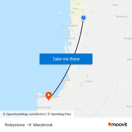 Roleystone to Marybrook map