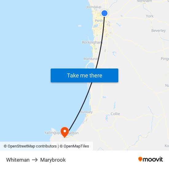 Whiteman to Marybrook map