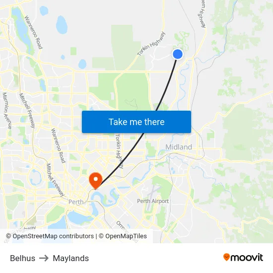 Belhus to Maylands map