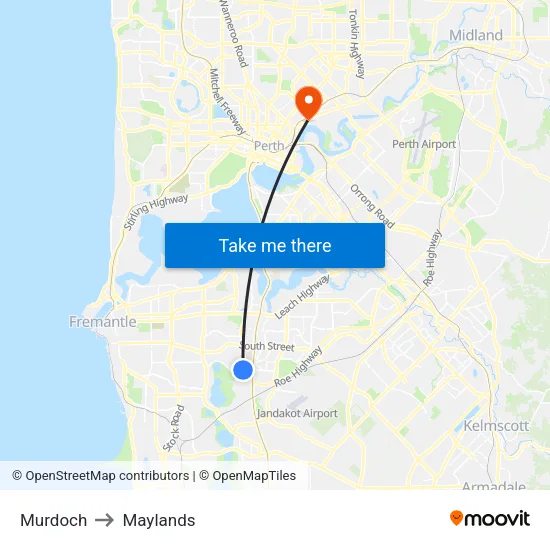 Murdoch to Maylands map