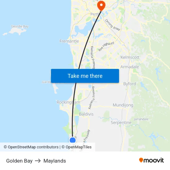 Golden Bay to Maylands map