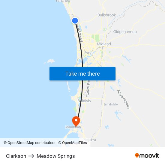 Clarkson to Meadow Springs map