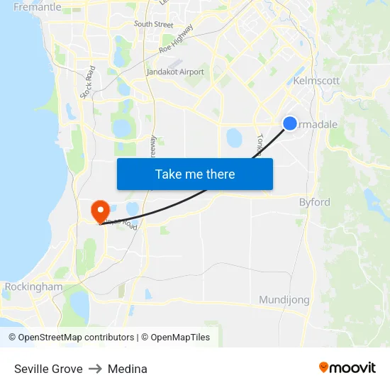 Seville Grove to Medina map