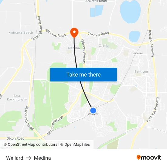 Wellard to Medina map