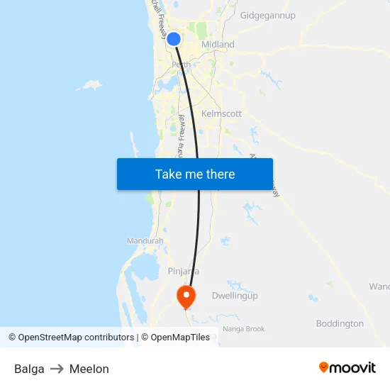Balga to Meelon map