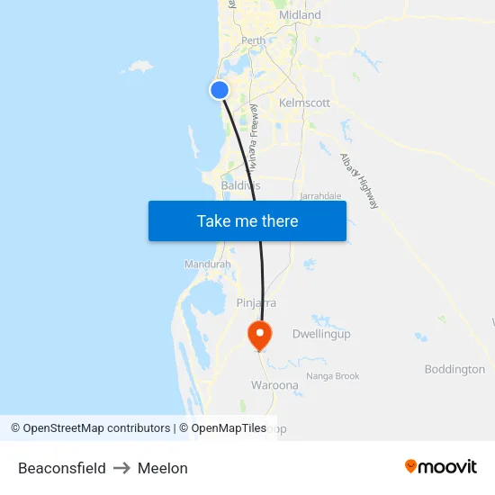 Beaconsfield to Meelon map