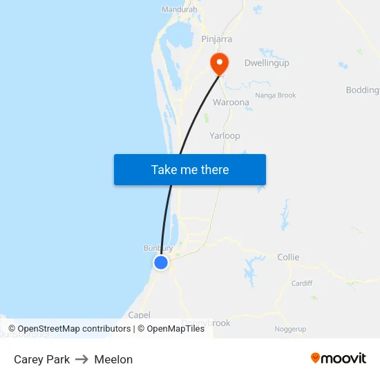Carey Park to Meelon map