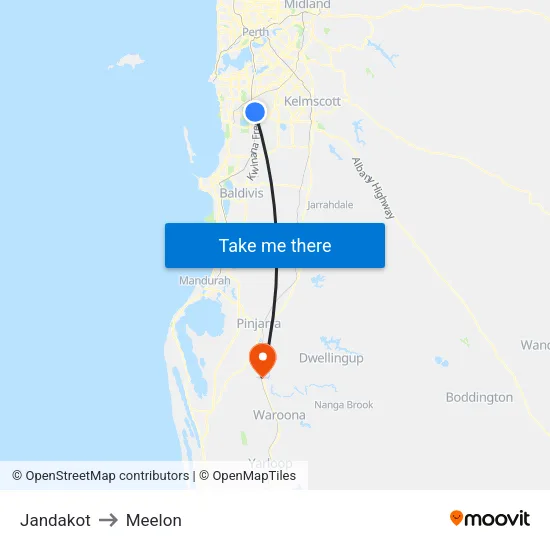 Jandakot to Meelon map