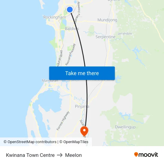 Kwinana Town Centre to Meelon map