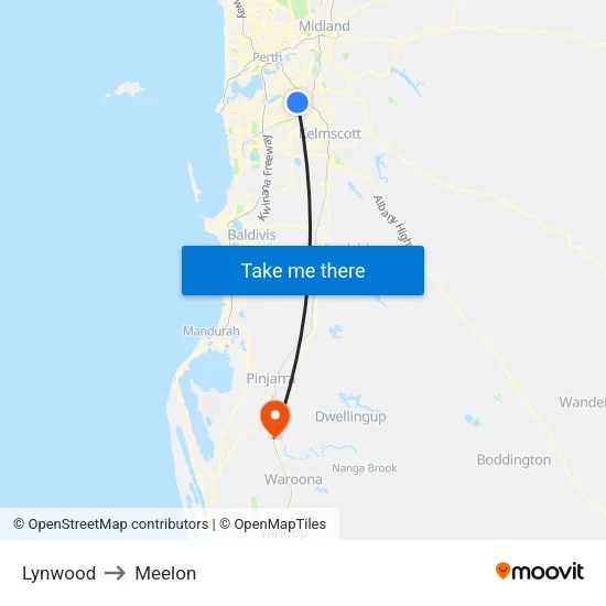 Lynwood to Meelon map