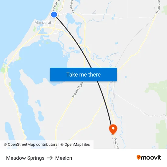 Meadow Springs to Meelon map