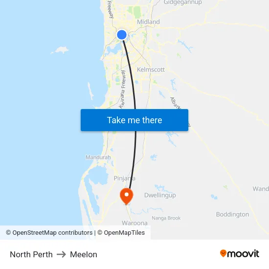 North Perth to Meelon map