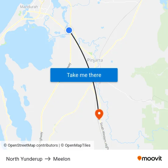 North Yunderup to Meelon map