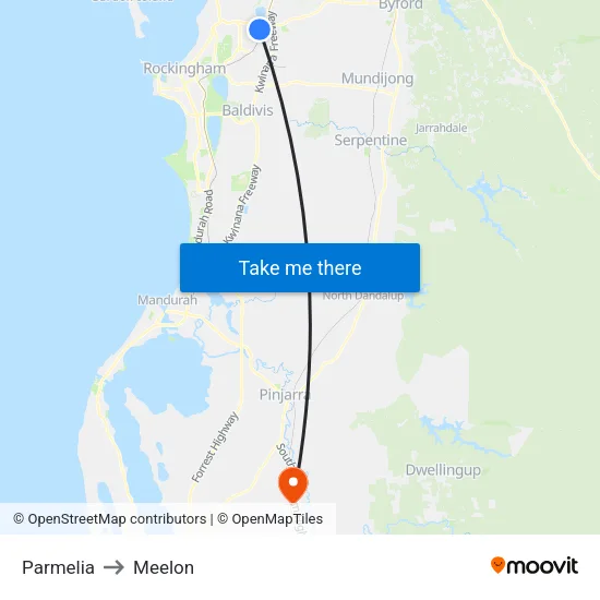 Parmelia to Meelon map