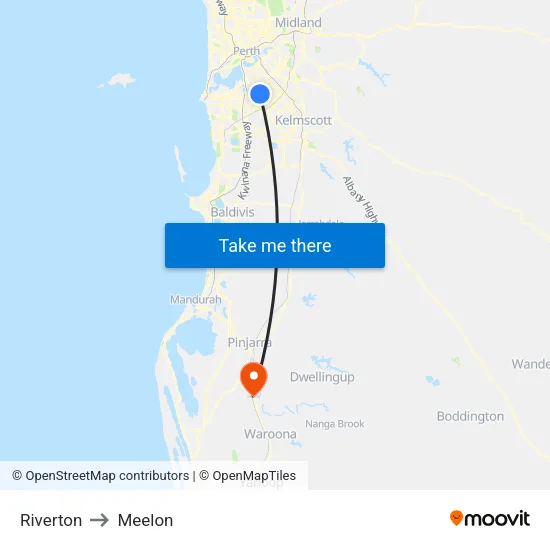 Riverton to Meelon map