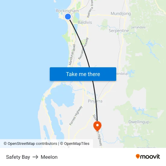 Safety Bay to Meelon map