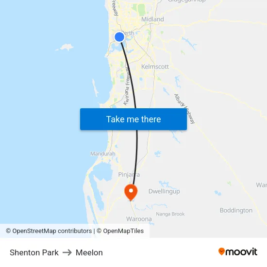 Shenton Park to Meelon map