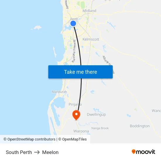 South Perth to Meelon map